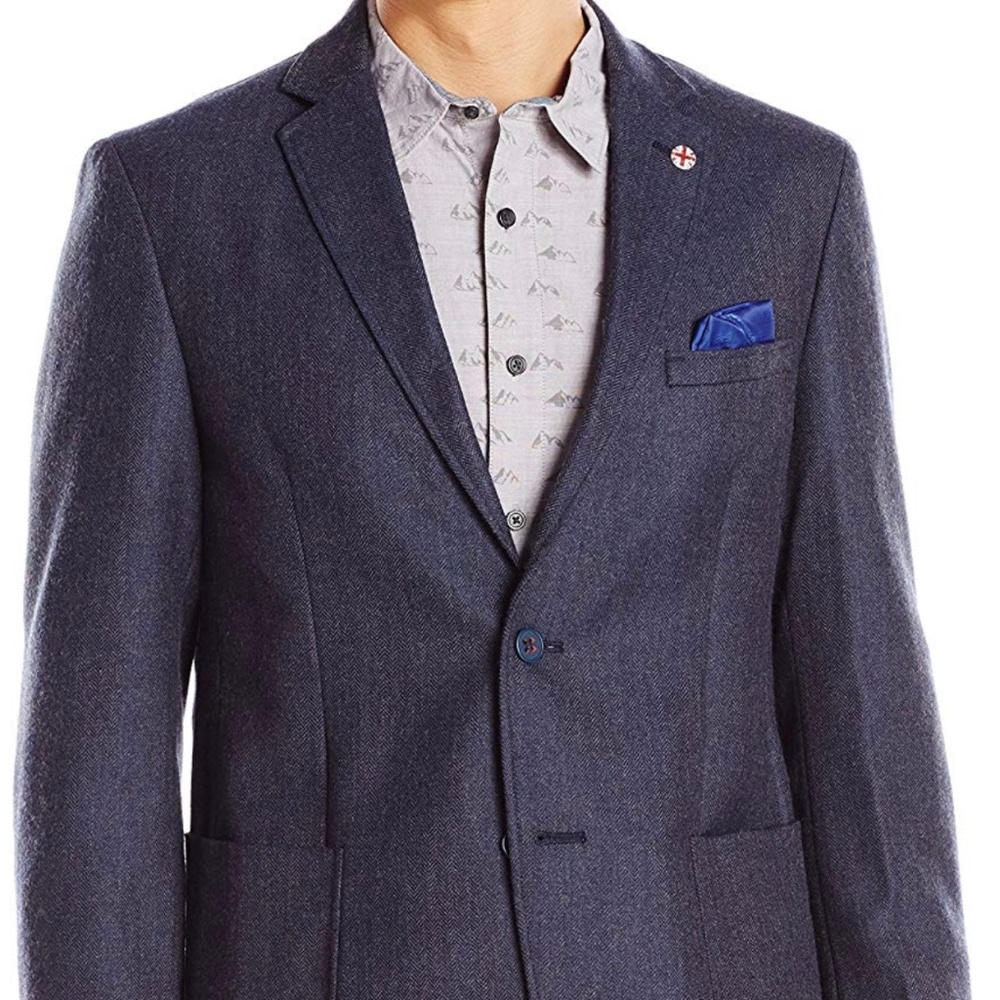 Ben Sherman slim fit two button herringbone blazer